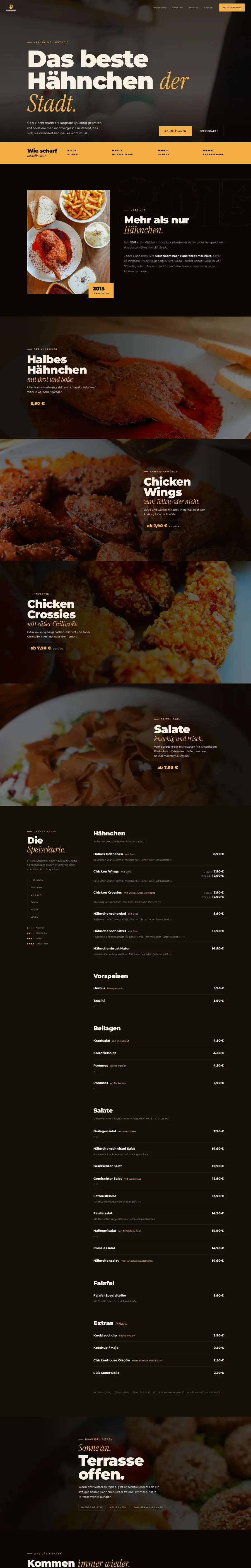Website von Chickenhouse Karlsruhe am Desktop, ganze Seite