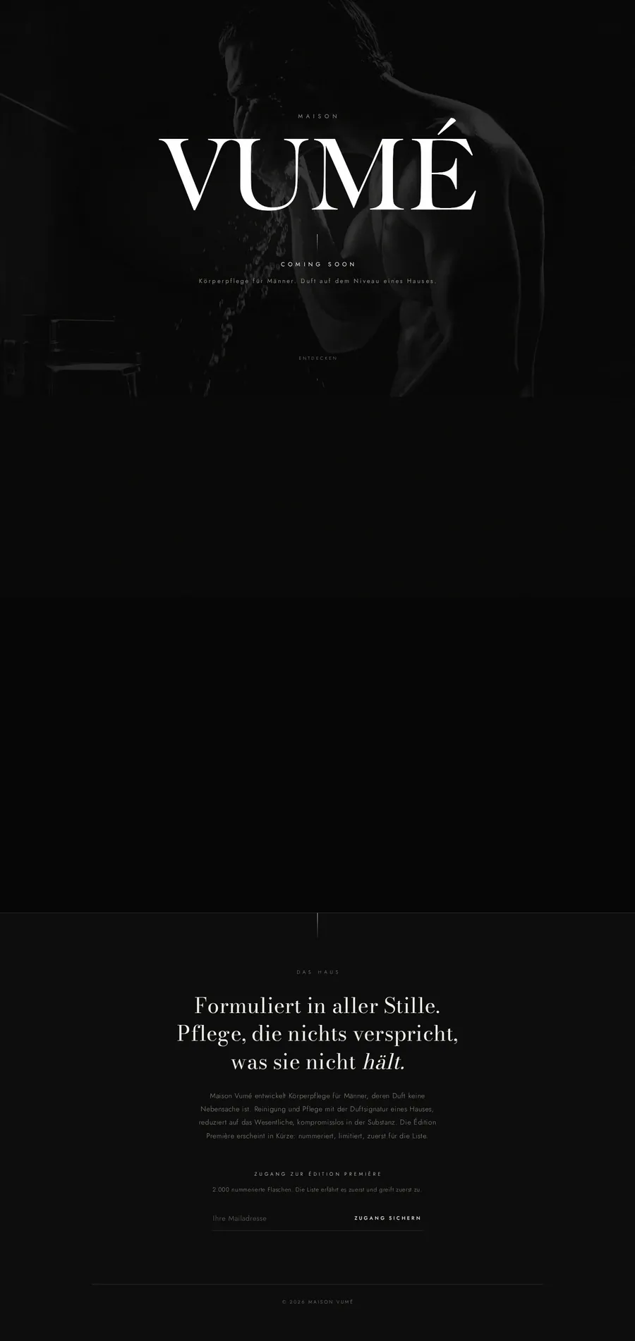 Website von Maison Vumé am Desktop, ganze Seite