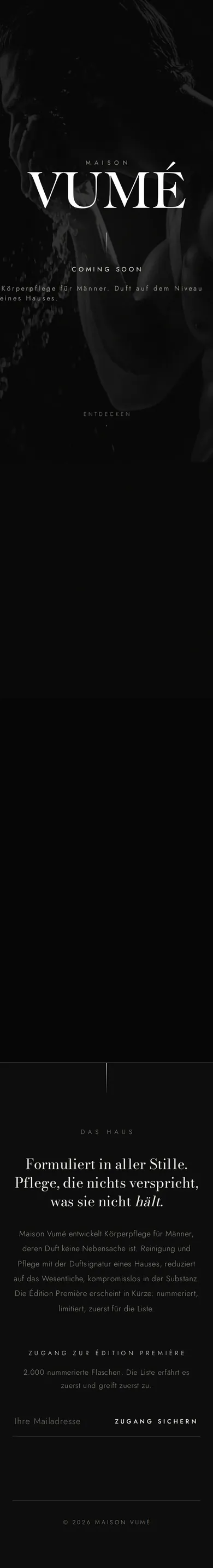 Website von Maison Vumé am Handy, ganze Seite